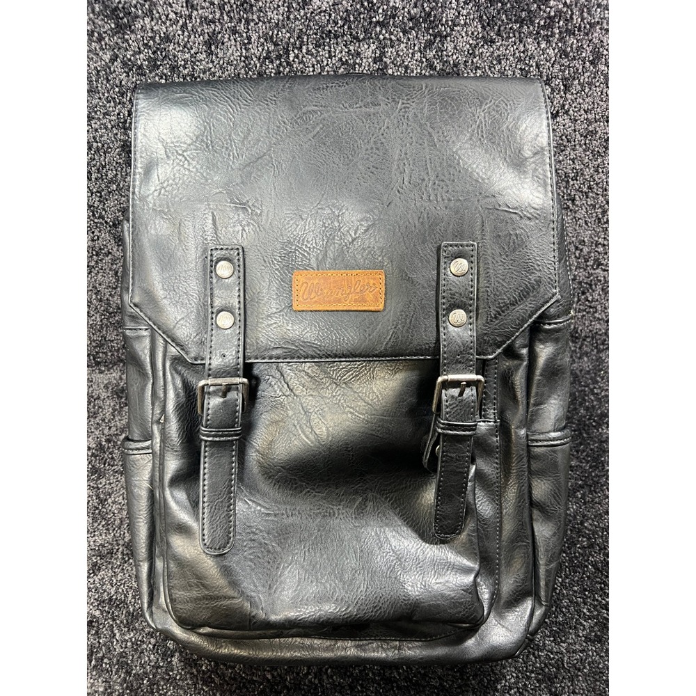 Montana West Wrangler Backpack Unisex Work Backpack Black Vegan Leather Backpack